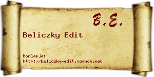 Beliczky Edit névjegykártya